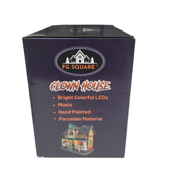 FG Square Musical Halloween Spooky Haunted LED Clown House Porcelain NIB - Picture 5 of 9